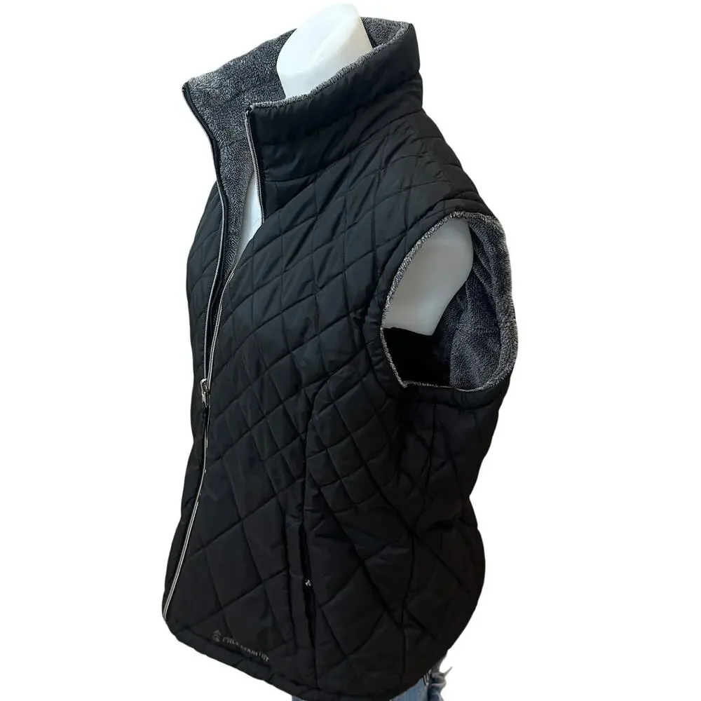 Coors Rodeo Black Puffer Vest XL Western Unique Tailgate Faux Fur Upcycled - Picture 3 of 7